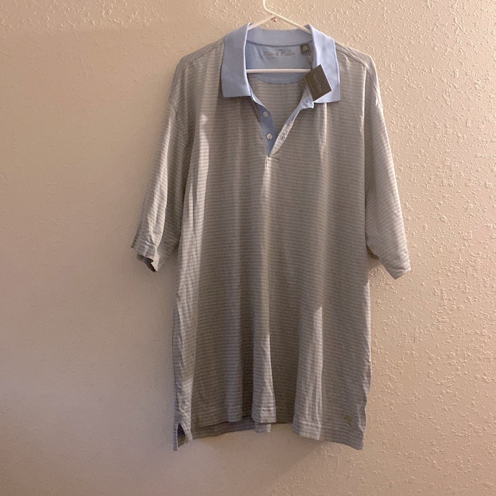 NWT, men’s size 2 XL, Kenneth Roberts polo, shirt, blue, and gold p6